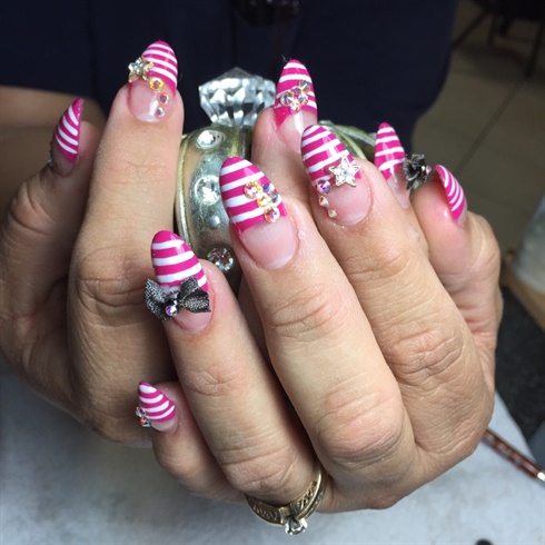 Pink almond shape nails