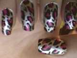 Pink and Silver Leopard Nails