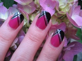 Pink and Black Abstract Nail Art