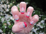 Pink Zebra Lined French Tip Nail Art