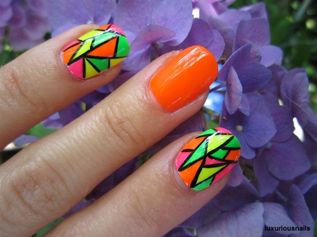 Neon Stained Glass Nail Art