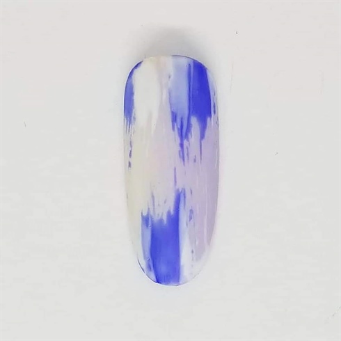 * Used Lavender Gel polish for the base color. Apply dry brush technique using White and Blue from the cuticle down and from the free edge up. Cure.