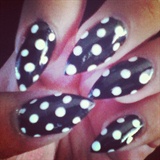 Polka Dotted Almond Nails