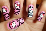 Cute Hello Kitty in Pink Zebra Nails
