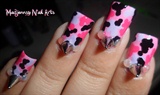 Pink Camouflage Spikes Fashion Nail Art