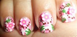 Cute Pink Fimo Floral Baby Nail Art