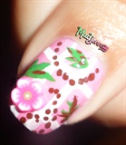 Cute Pink Fimo Floral Baby Nail Art