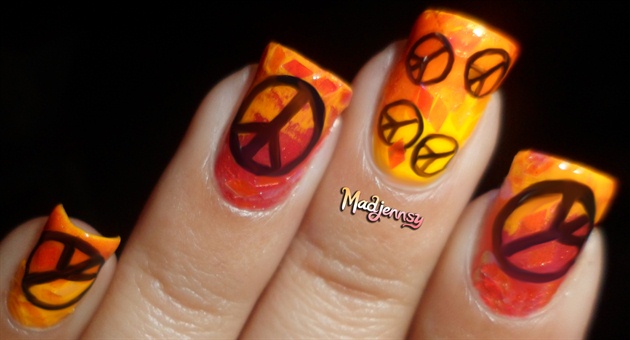 Bright Orange Peace Nails!