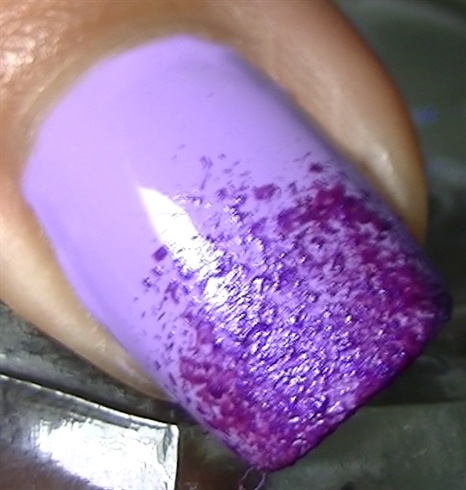 Apply sponge over your tips using a dark purple nail polish