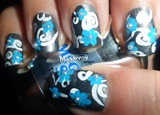 Simple Swirls ~ Blue Floral Nail Art
