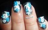 Simple Swirls ~ Blue Floral Nail Art