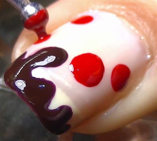 Using a large dotting tool, create big cherries as shown