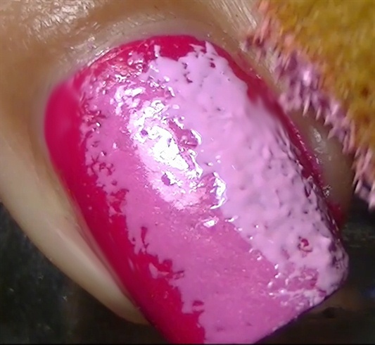 Mix white + pink nail polish and repeat the process with the sponge.