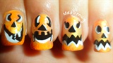 Pumpkin Face ~ Halloween Nail Art