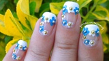 Classy French Manicure with Flowers
