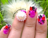 3D Flower Pearl and Roses Nail Art