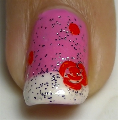 Using red acrylic paint create roses