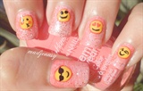 Pink Glittery Emoji Nail Art