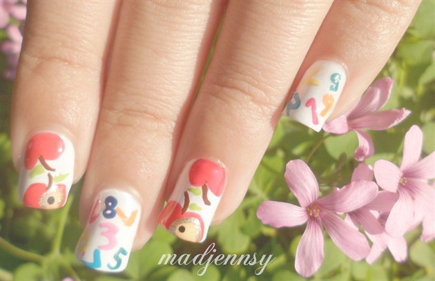 Back to School Nails - Apples &amp; Numbers!
