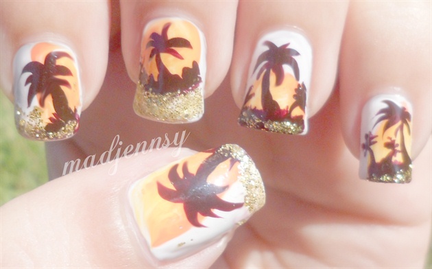 6. Tropical Palm Tree Nail Design in Pink - wide 5