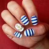 Blue Striped With Gold Anchor 