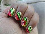 Red, green &amp; gold w/red flower