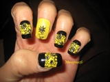 black and yellow Nails