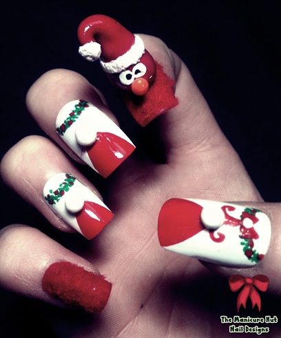 3D Elmo Christmas Nails