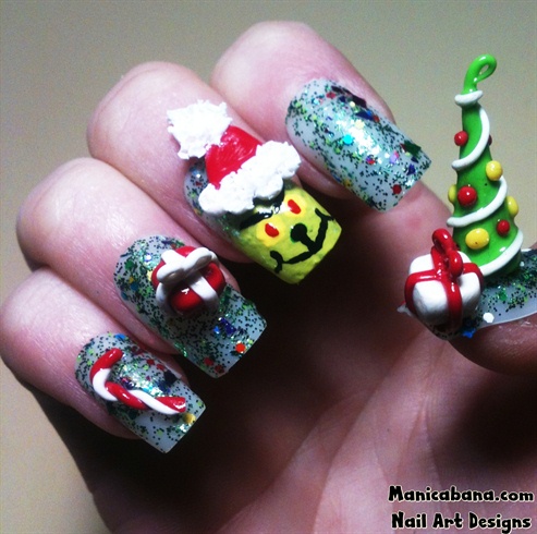 3D Grinch Stole Christmas Nails