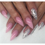 Nude Pink And Silver Stilettos 