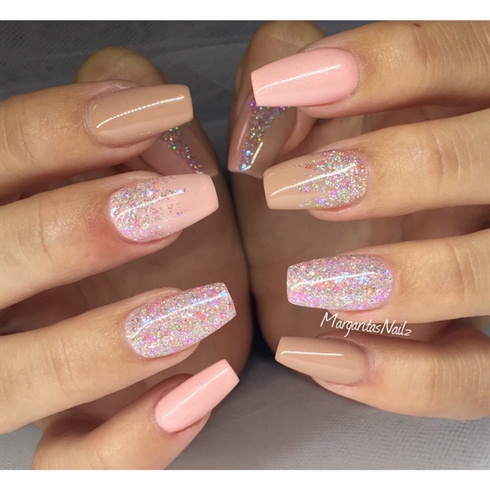 Nude And Glitter Nails 