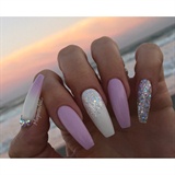 White And Lavender Coffin Nails 