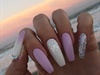 White And Lavender Coffin Nails 