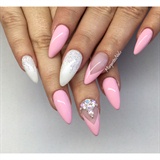 Pink And White Almond Nails 