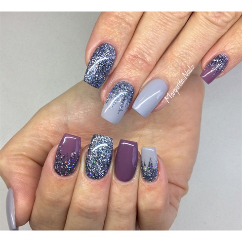Grey Nails With Glitter Ombr&#233; 