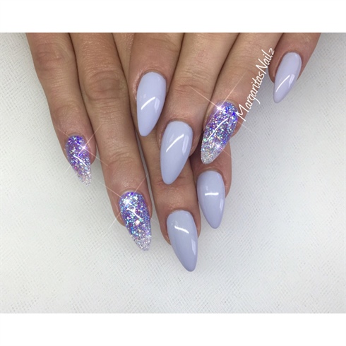 Grey Lavender Almond Nails 