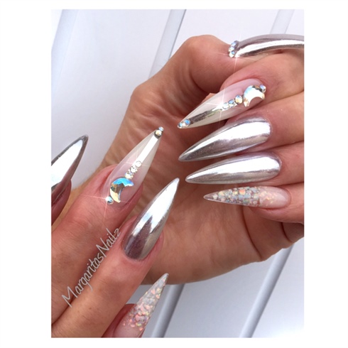 Chrome Stiletto Nails 🌙