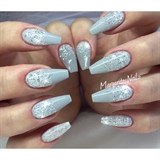 Grey Glitter Ombr&#233; Coffin Nails 