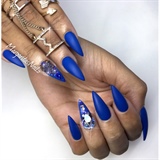 Matte Blue Stiletto Nails 