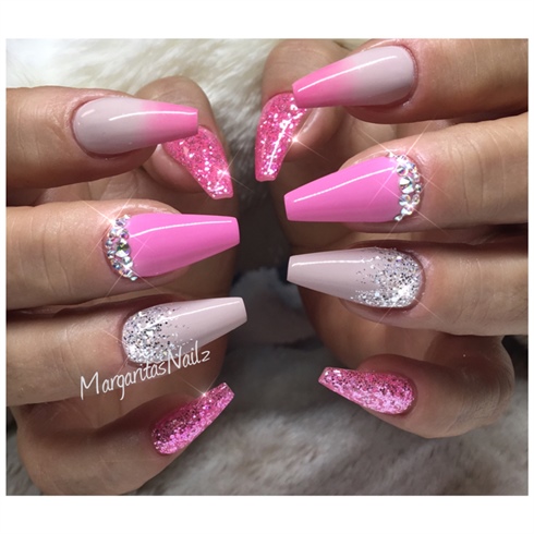 Pink Ombr&#233; Coffin Nails 