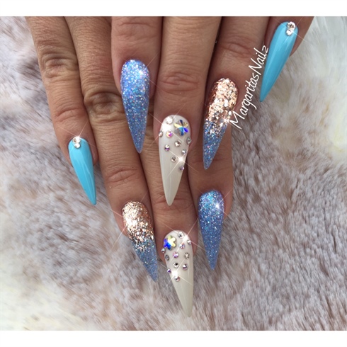 Ice Blue And Rose Gold Stilettos 