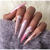 Nude And Pink Stiletto Nails 