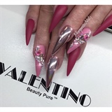 Chrome And Pink Stiletto Nails 