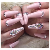 Nude Bling Coffin Nails 