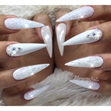 White Stiletto Nails 