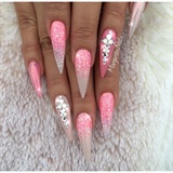 Pink Ombr&#233; Stiletto Nails 