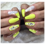 Neon Yellow Coffin Nails 