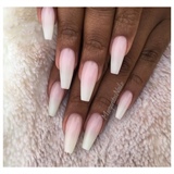 White Ombr&#233; Coffin Nails 
