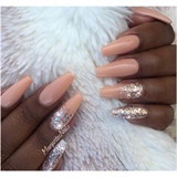 Cream Peach And Rose Gold Coffin Nails 