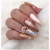 Rose Gold Coffin Nails 
